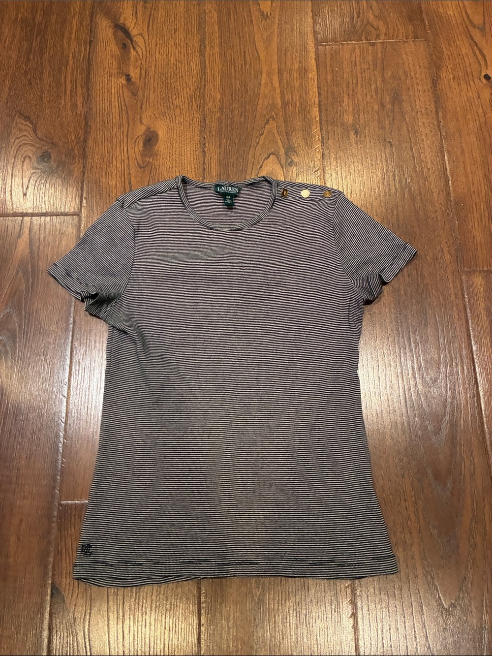 Ralph Lauren Striped Short-Sleeve Crewneck Top - Navy/White